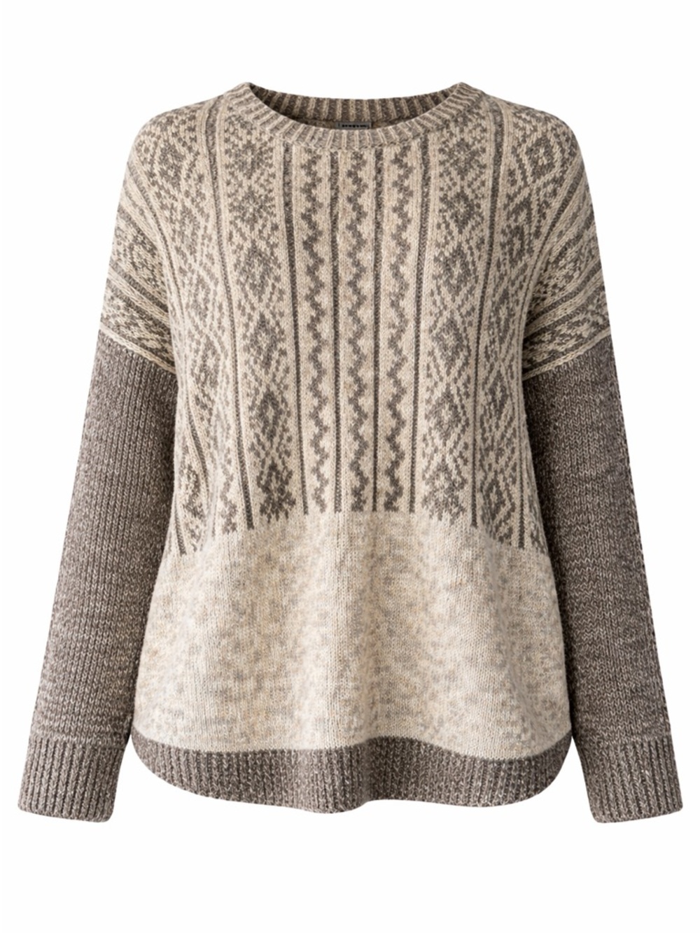 Peruvian Connection Nordic Fair Isle Knit Sweater Neutral tone - Oversize  XS/S